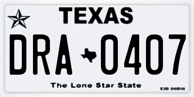 TX license plate DRA0407