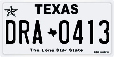 TX license plate DRA0413