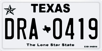 TX license plate DRA0419