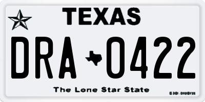TX license plate DRA0422