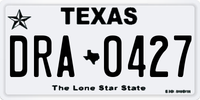 TX license plate DRA0427