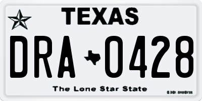 TX license plate DRA0428