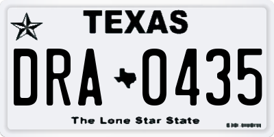 TX license plate DRA0435
