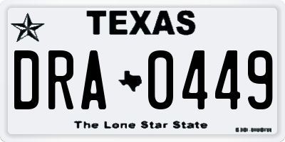 TX license plate DRA0449