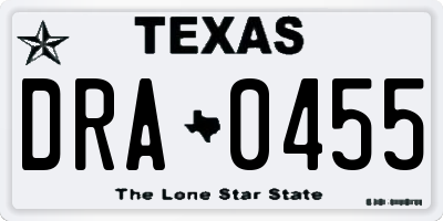TX license plate DRA0455