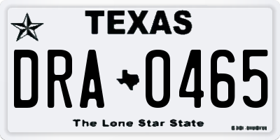 TX license plate DRA0465