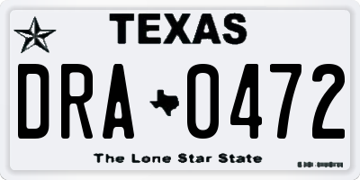 TX license plate DRA0472