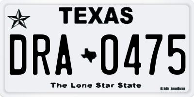 TX license plate DRA0475