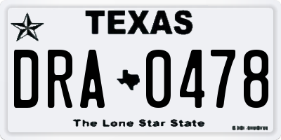 TX license plate DRA0478