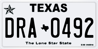 TX license plate DRA0492