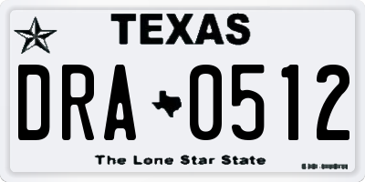 TX license plate DRA0512