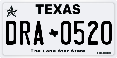 TX license plate DRA0520
