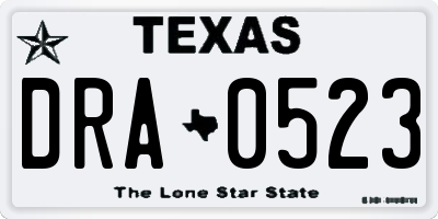 TX license plate DRA0523