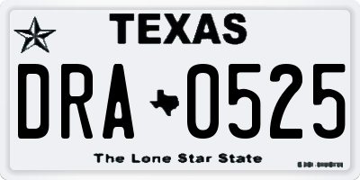 TX license plate DRA0525
