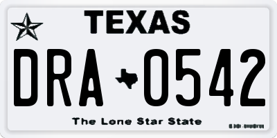 TX license plate DRA0542