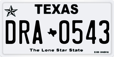 TX license plate DRA0543