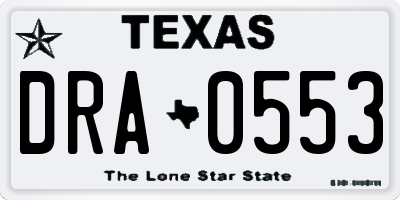 TX license plate DRA0553