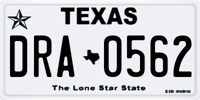 TX license plate DRA0562