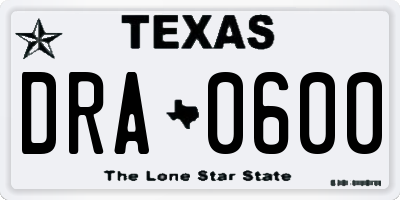 TX license plate DRA0600
