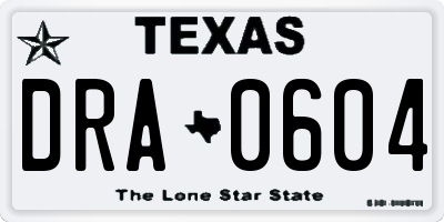TX license plate DRA0604