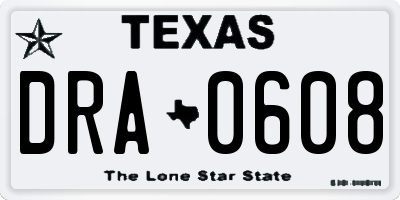 TX license plate DRA0608