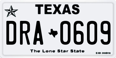 TX license plate DRA0609