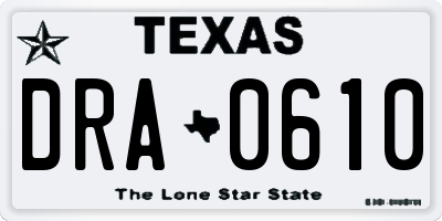 TX license plate DRA0610