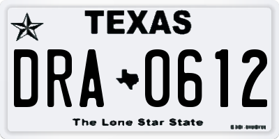 TX license plate DRA0612