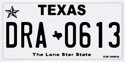 TX license plate DRA0613