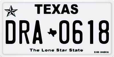 TX license plate DRA0618