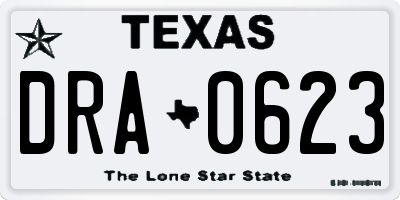 TX license plate DRA0623