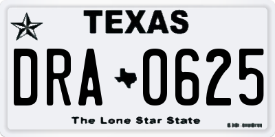 TX license plate DRA0625