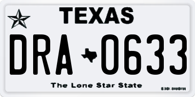 TX license plate DRA0633