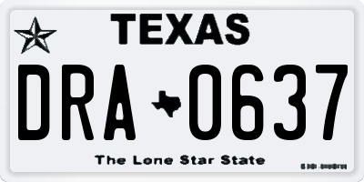 TX license plate DRA0637