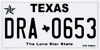 TX license plate DRA0653