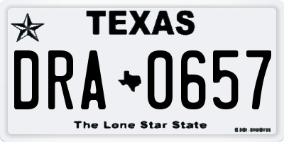 TX license plate DRA0657