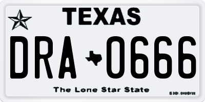 TX license plate DRA0666