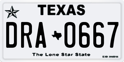 TX license plate DRA0667