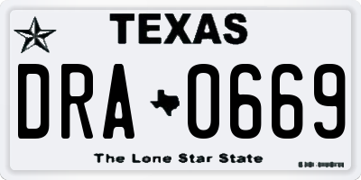 TX license plate DRA0669