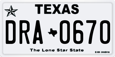TX license plate DRA0670