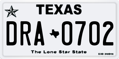 TX license plate DRA0702