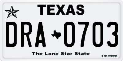 TX license plate DRA0703