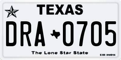 TX license plate DRA0705
