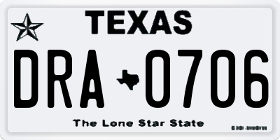 TX license plate DRA0706