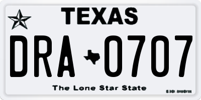 TX license plate DRA0707