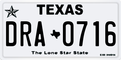 TX license plate DRA0716