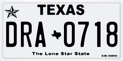 TX license plate DRA0718