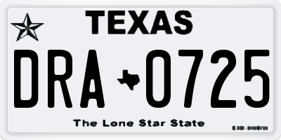 TX license plate DRA0725