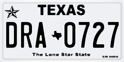 TX license plate DRA0727