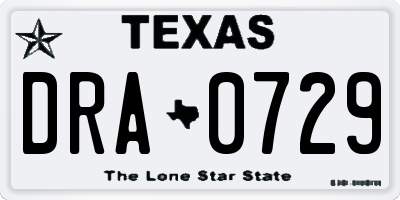 TX license plate DRA0729